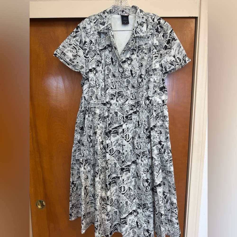 Marvel Black and White Comic Print Midi Dress